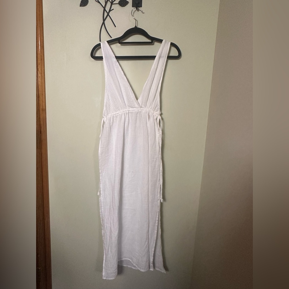 Shade & Shore White Gauze Tunnel-Waist Midi Cover-Up Dress – Size Small - Picture 10 of 12